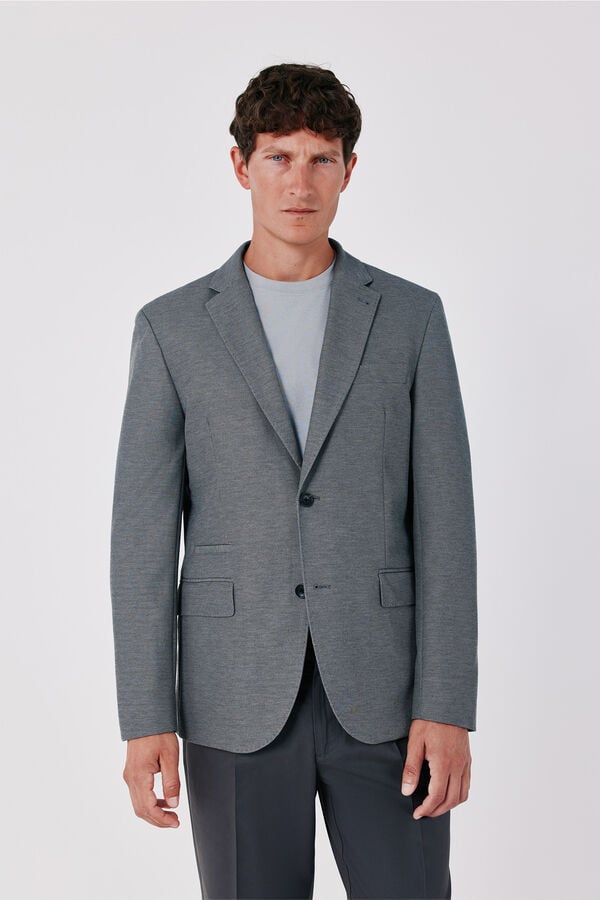 Cortefiel Basic knit blazer Dark grey