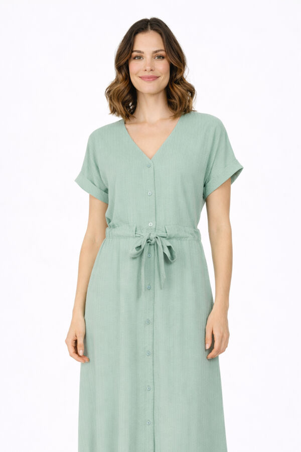 Vila Vestido midi de manga 2/4 em viscose Azul