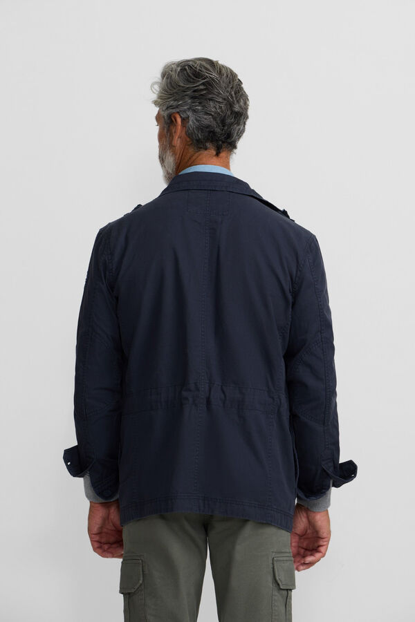 Silbon Casaco militar com manchas tingidas Azul