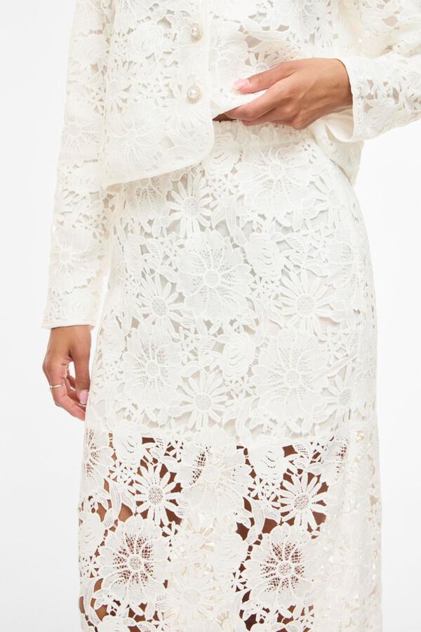 Vila Saia midi com renda Branco