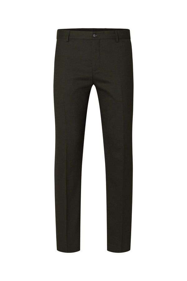 Cortefiel Slim fit suit trousers with wool Green