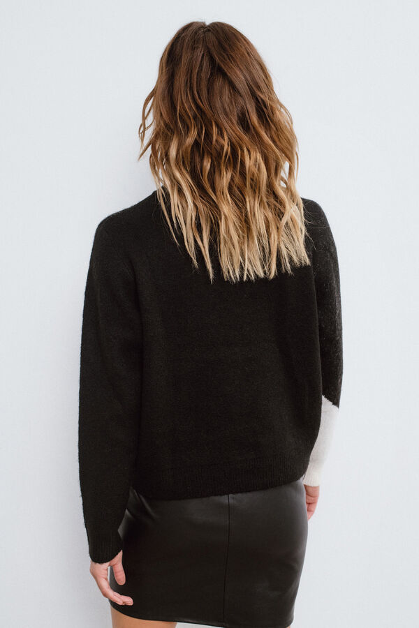 Vila Colour block knit jumper Black