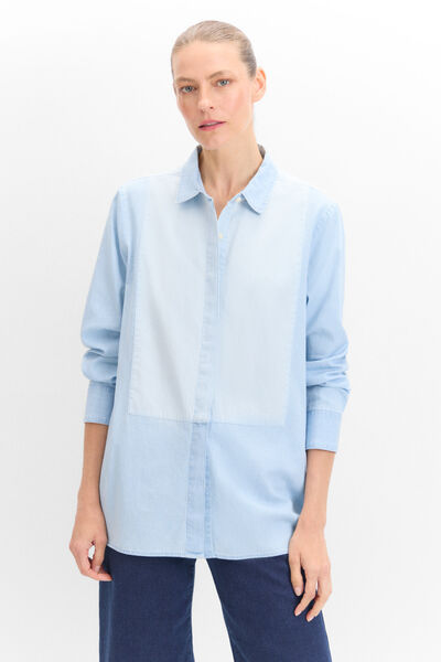 Cortefiel Camisa jeans tonal Azul