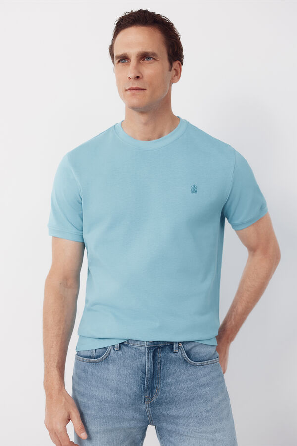 Cortefiel Camiseta b&aacute;sica piqu&eacute; Turquesa
