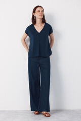 Cortefiel V- buttons neckline v Navy