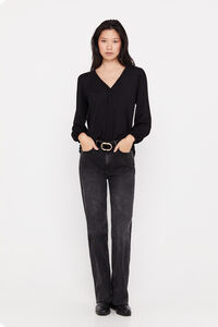 Cortefiel Lace trim comfort blouse Black