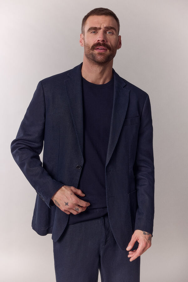 OOTO Linen blend matching blazer Navy