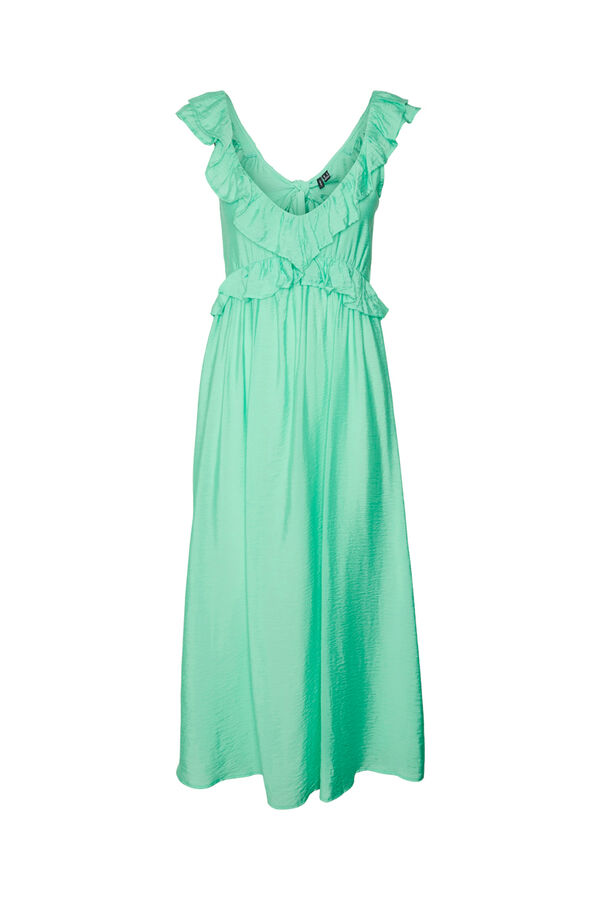 Cortefiel Ankle-length strappy dress with ruffle Green