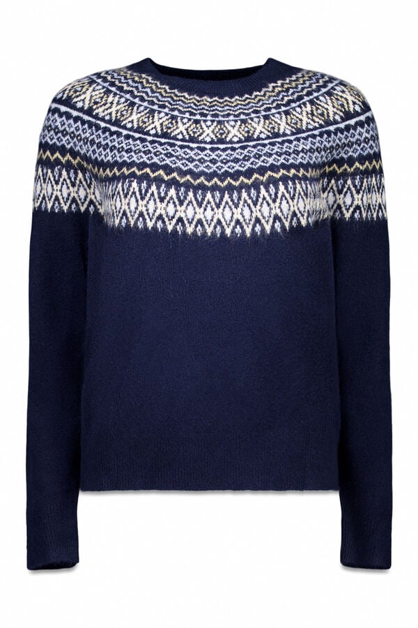 Cortefiel Jacquard design jumper Navy