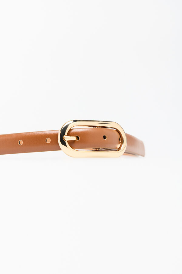 Cortefiel Thin oval buckle belt Brown