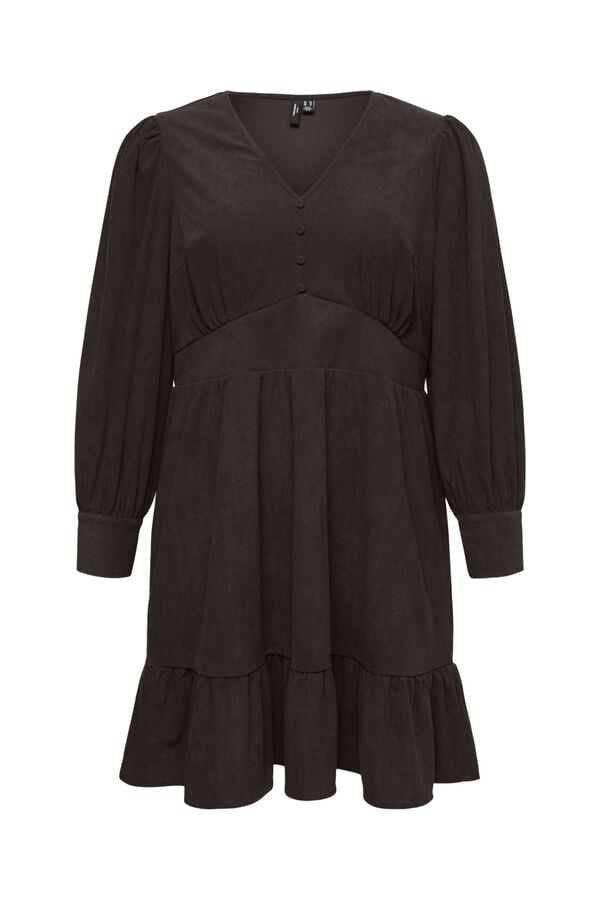 Vero Moda Curve V-neck peplum dress Dark brown