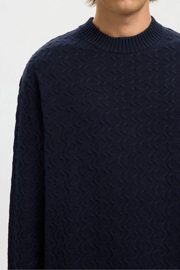 Selected Camisola estruturada 100% algodão orgânico. Azul