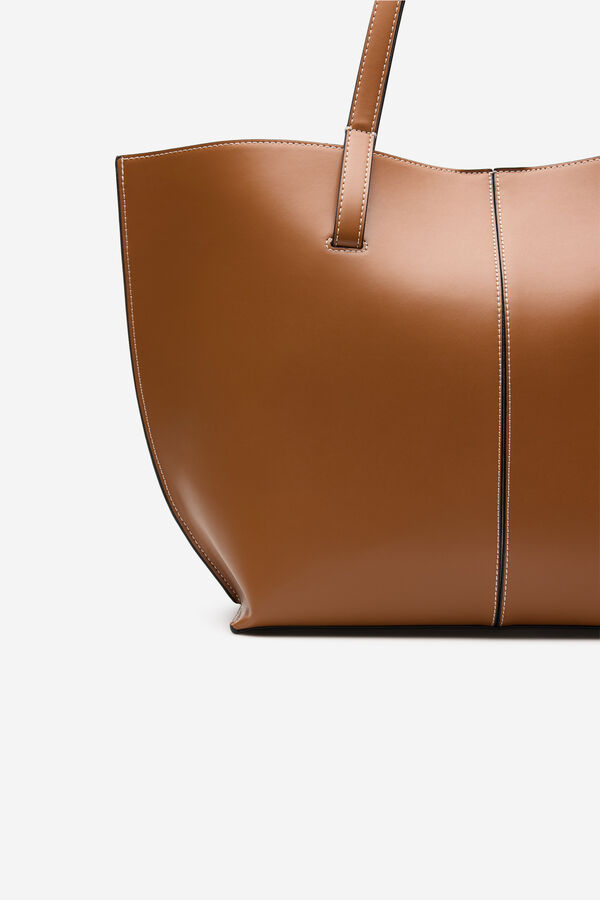 Cortefiel Bolso shopper b&aacute;sico pespuntes Marr&oacute;n