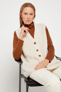 Cortefiel V-neck vest Ecru