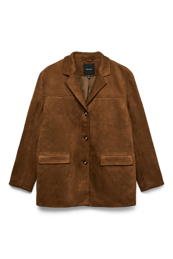 Vero Moda Casaco curta com efeito camurça Castanho