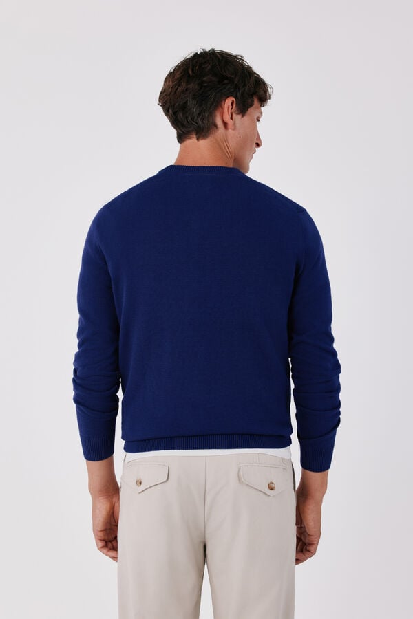 Cortefiel Cotton fine knit V-neck jumper Purple