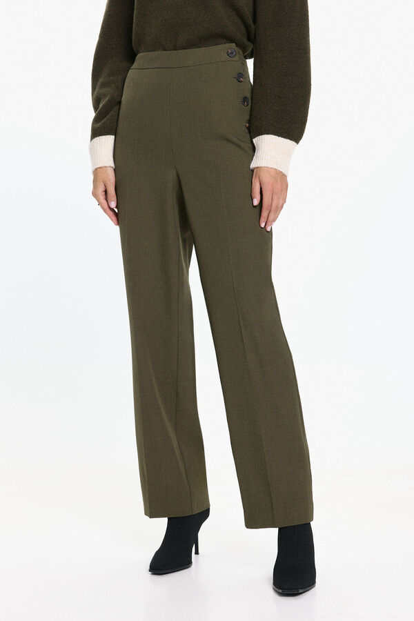 Vero Moda Calça comprida com detalhe de botão Verde