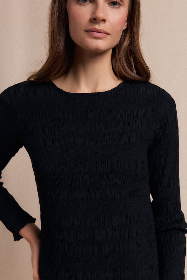 Slowlove Vestido textura elastico Negro