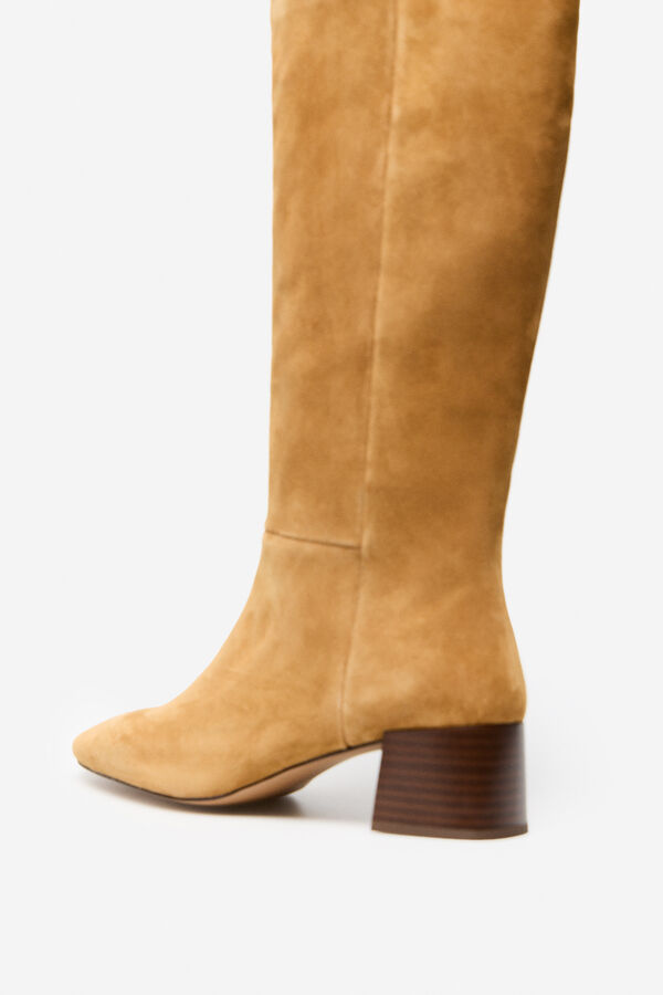 Cortefiel Basic split leather high boot Beige