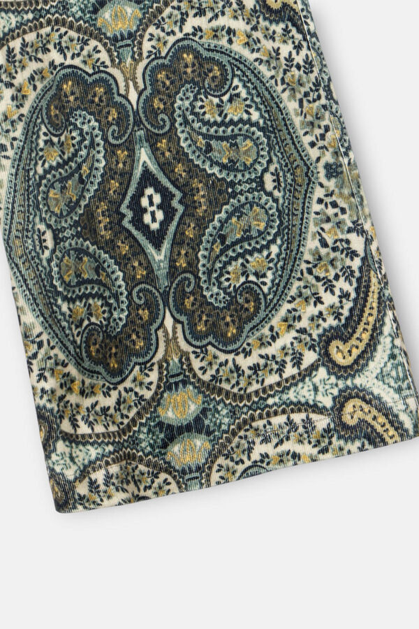 Silbon Macacão de veludo cotelê com estampado de caxemira Verde