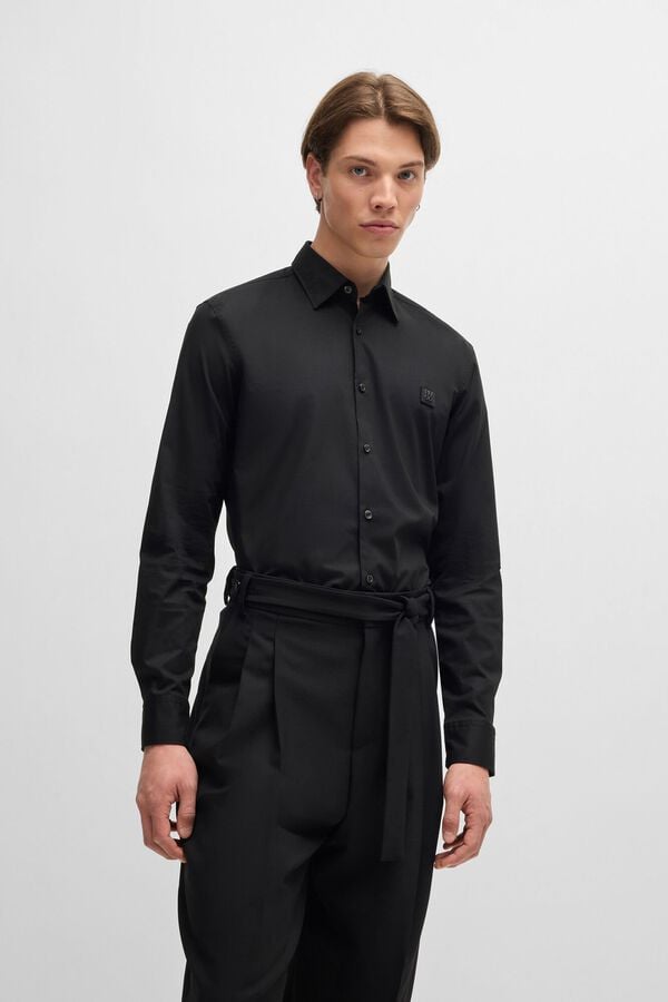 HUGO Long-sleeved shirt Black