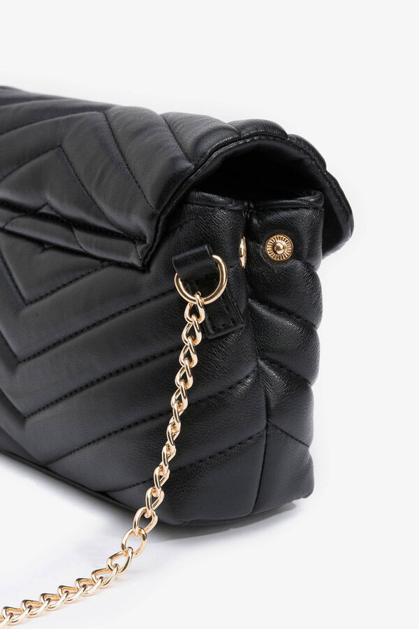 Cortefiel Bolso bandolera acolchado con solapa Negro