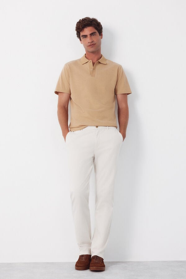 Cortefiel Textured polo shirt Beige