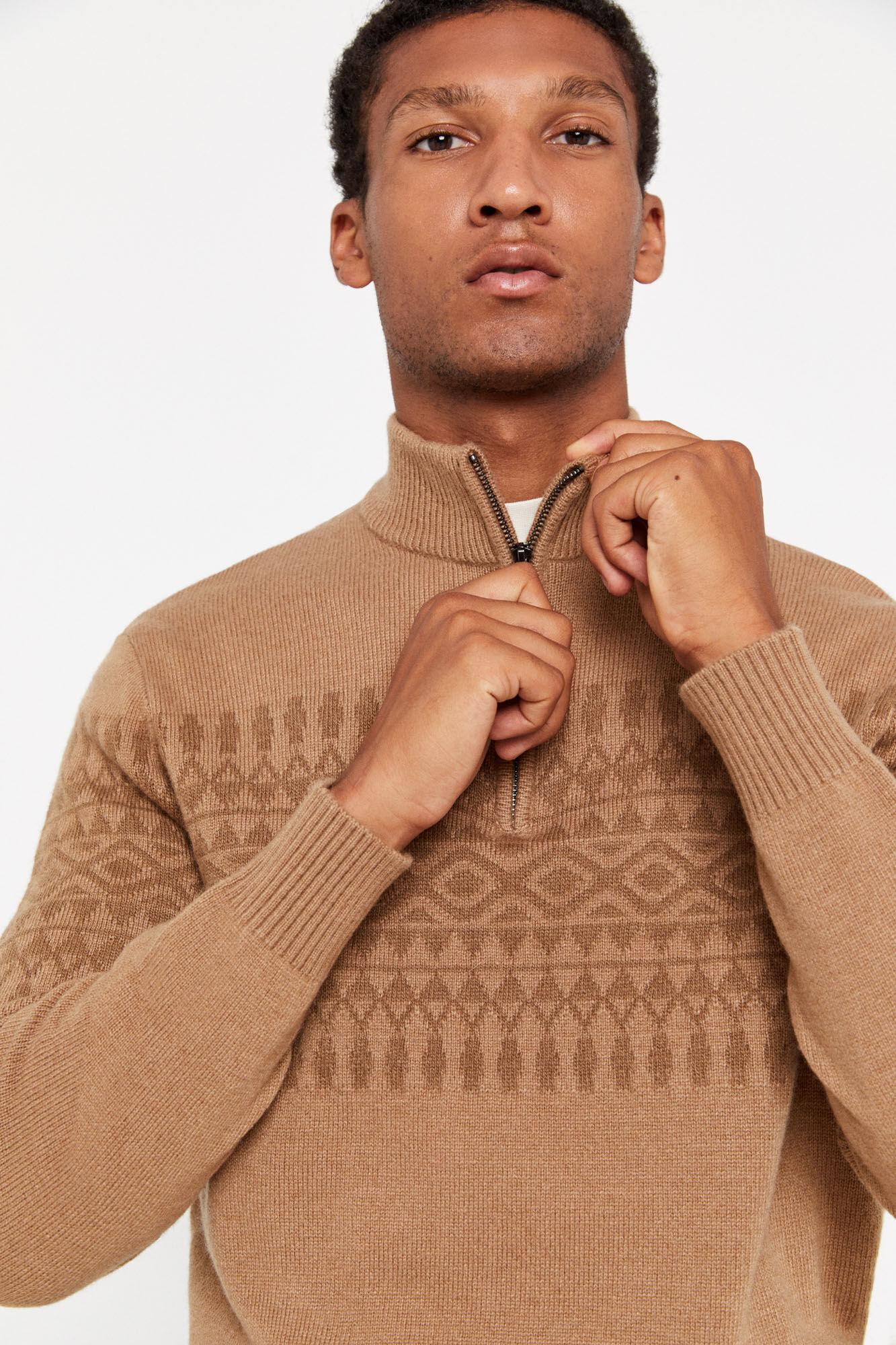 Half zip discount wool jumper mens