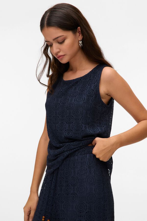 Vero Moda Top de crochet sem mangas Azul