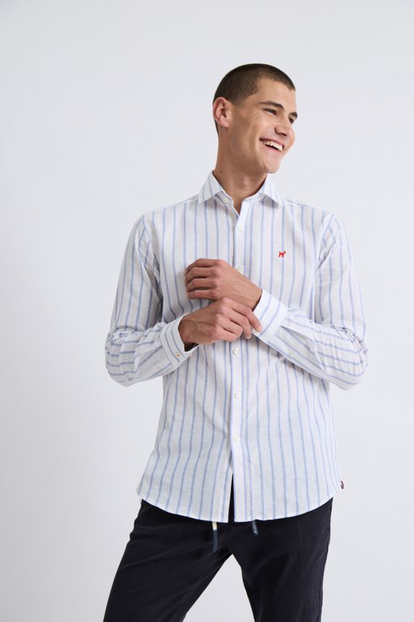 Williot Camisa de linho com riscas n&aacute;uticas Azul