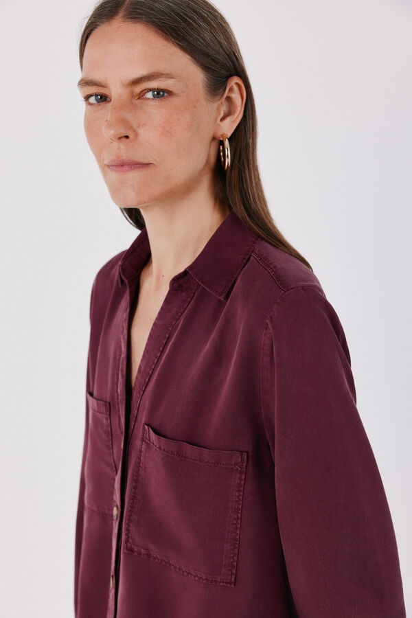 Cortefiel Tencel denim shirt Maroon