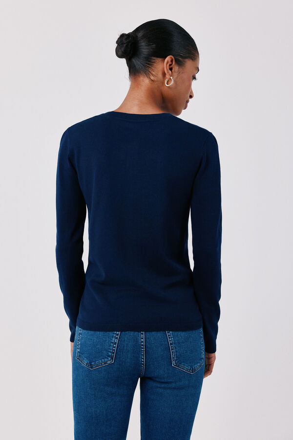 Cortefiel Basic knit jacket Navy