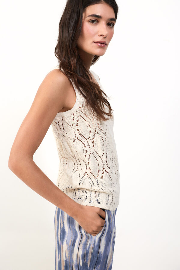 Slowlove Top tirantes crochet Ivory