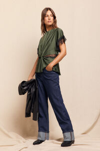 Slowlove Calça jeans enrolada
