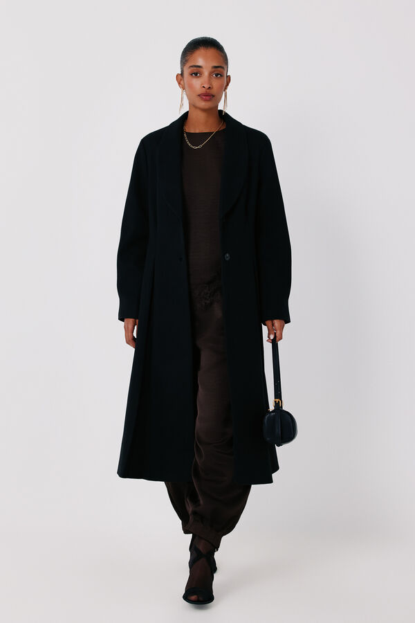 Cortefiel Double-breasted coat with buttons Black