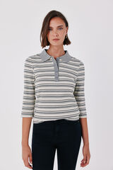 Cortefiel Striped polo shirt Printed white