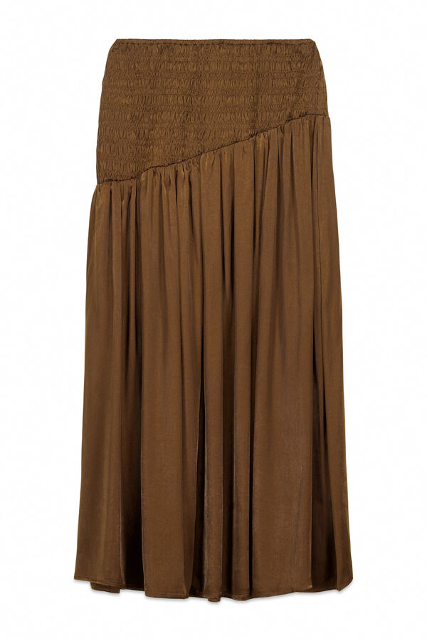 Slowlove Falda midi satinada Marrón oscuro
