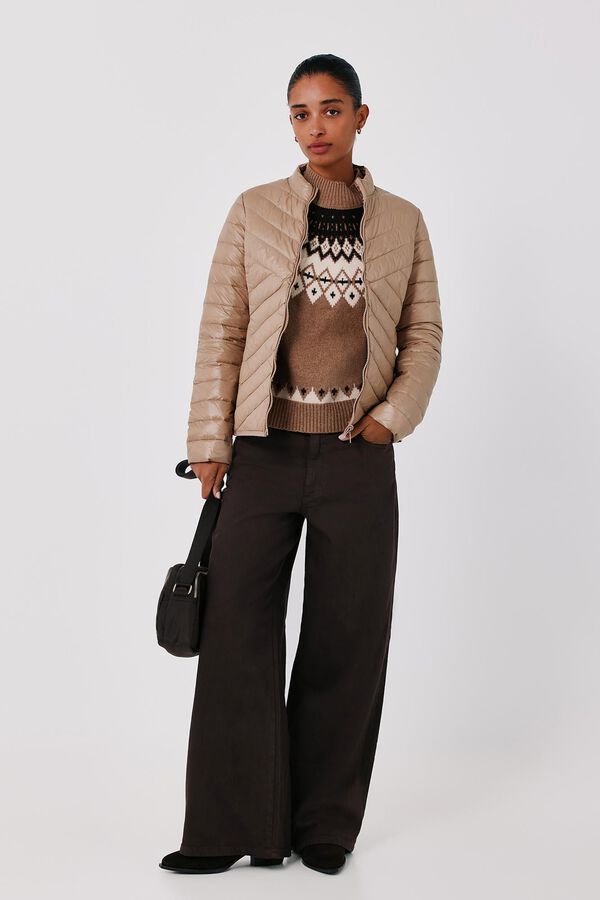 Cortefiel Puffer fabric crossbody bag Dark brown