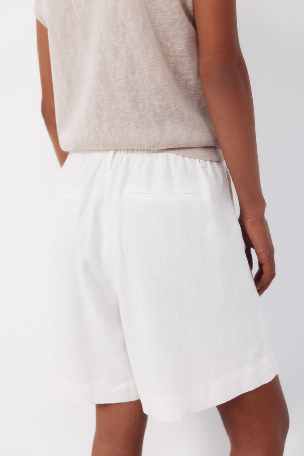 Cortefiel Bermudas de linho liso Branco
