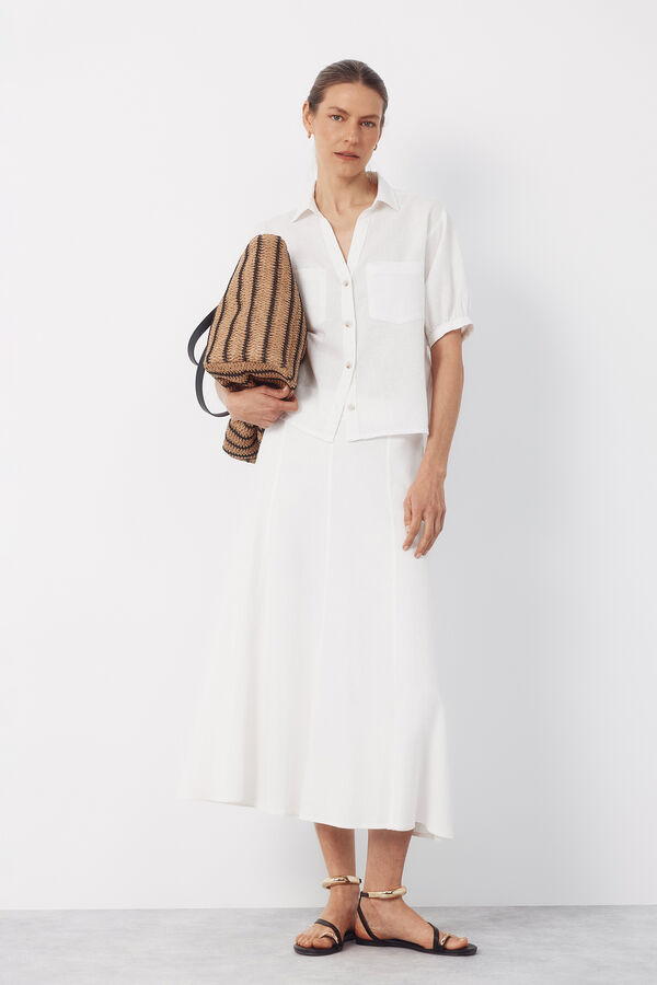 Cortefiel Rustic short sleeve shirt White