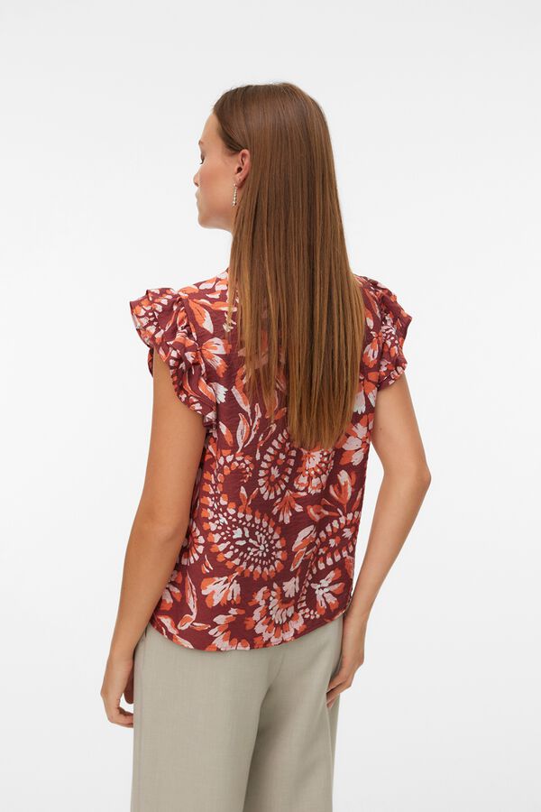 Vero Moda Sleeveless top with ruffles Brown