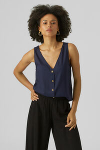 Cortefiel Women's strappy top with button detail Navy