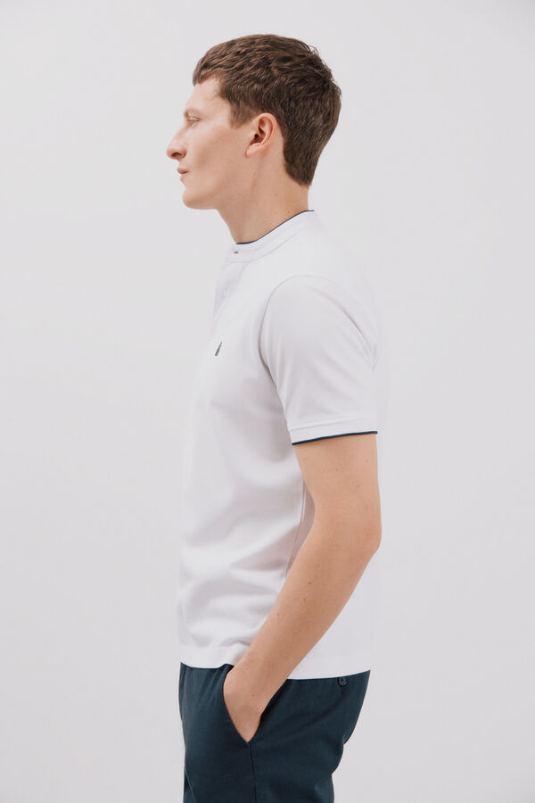 Cortefiel Mandarin collar polo shirt White