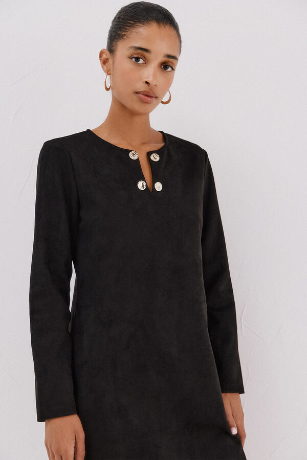 Cortefiel Vestido de camurça Preto