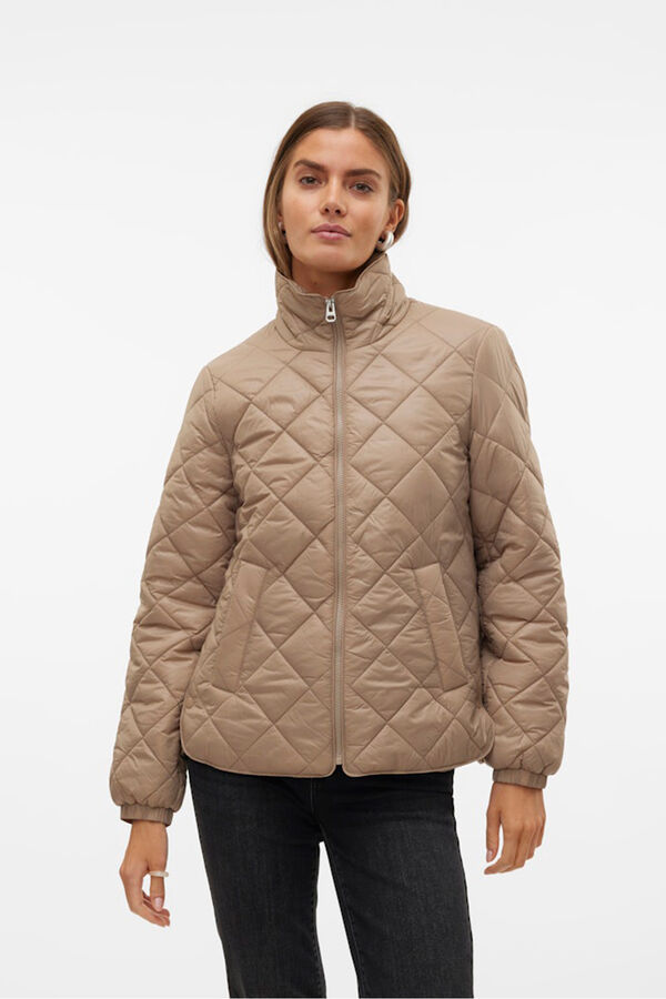 Vero Moda Casaco acolchoada feminina com bolsos Castanho