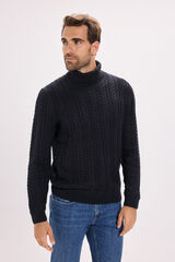 Jack & Jones Camisola de malha gola em tricô trançado Azul