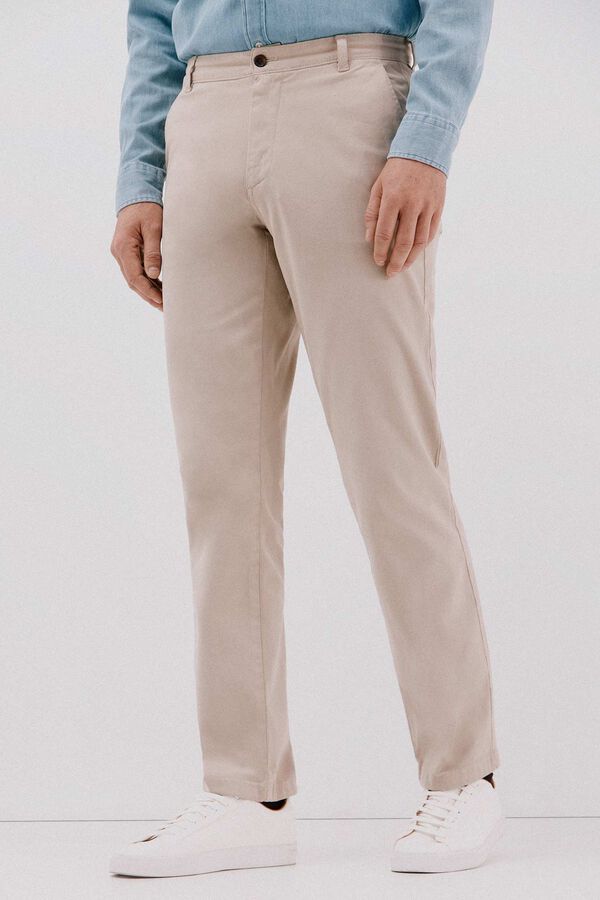 Cortefiel Washed chinos pants Beige