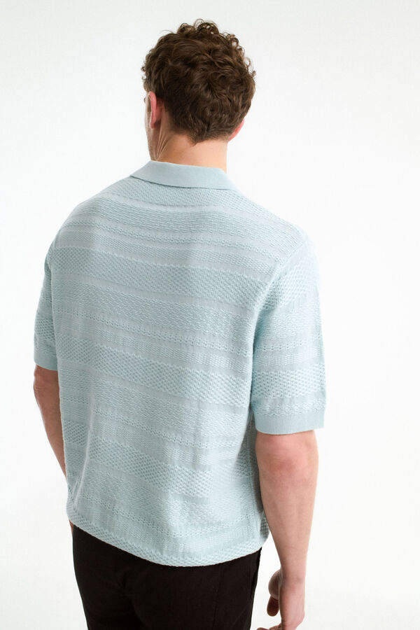 Selected Short sleeve structured jersey-knit polo shirt  Blue
