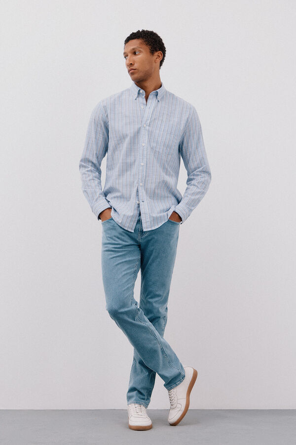 Cortefiel Flame striped shirt Blue
