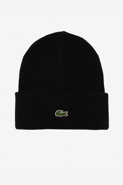 Cortefiel Gorro de lã unissexo Lacoste Preto